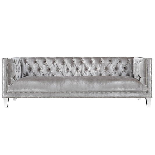 Barcelona Sofa: Grey Velvet