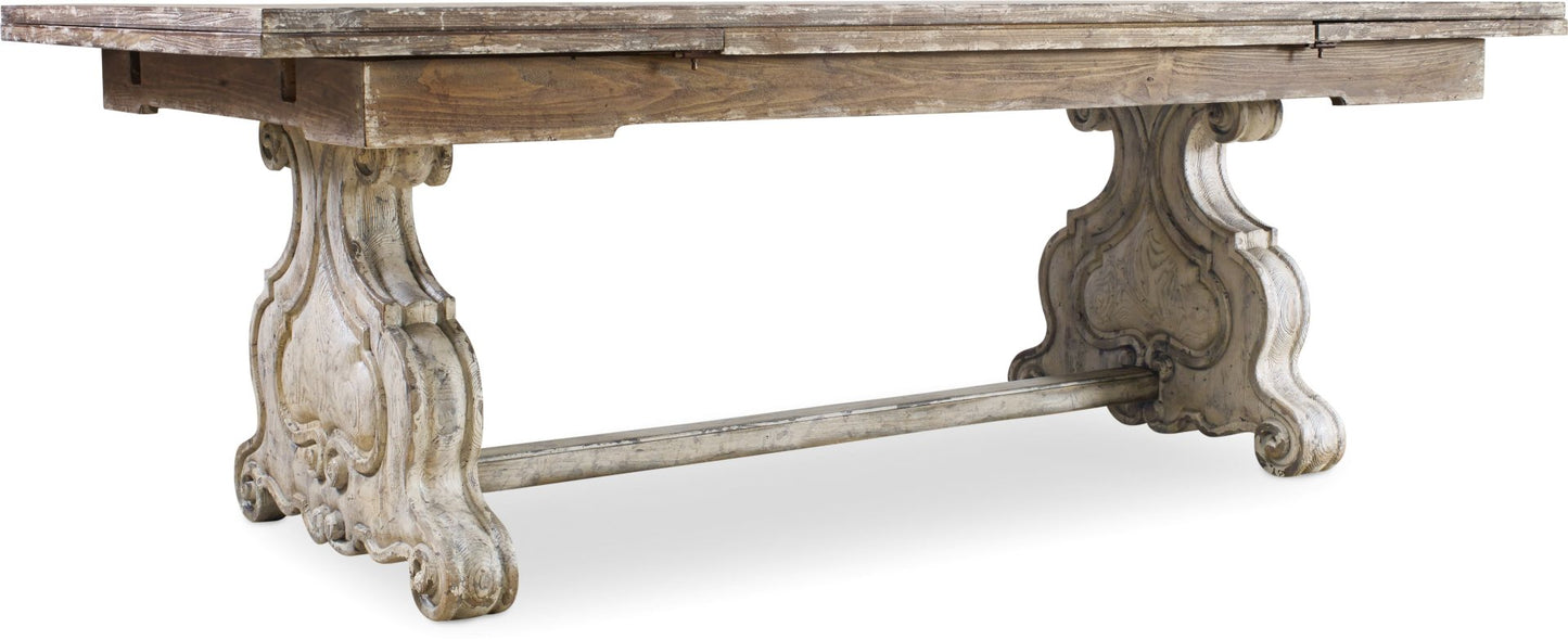 Hooker Furniture Dining Room Chatelet Refectory Rectangle Trestle Dining Table with Two 22'' Leaves